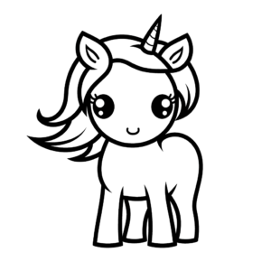 Dibujo de unicornio fácil de colorear para colorear