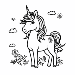 Dibujo de unicornio fácil para colorear