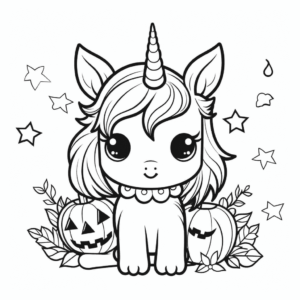 Dibujo de unicornio halloween para colorear