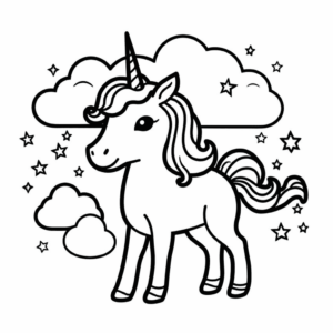 Dibujo de unicornio infantil para colorear