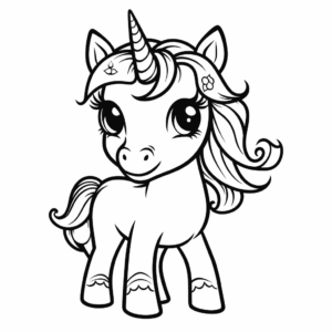 Dibujo de unicornio kawaii para colorear