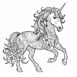 Dibujo de unicornio para adultos gratis para colorear