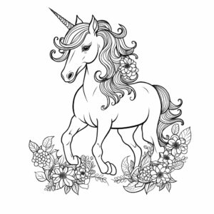 Dibujo de unicornio para adultos para colorear