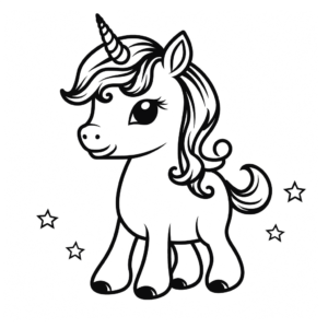 Dibujo de unicornio para bebé para colorear