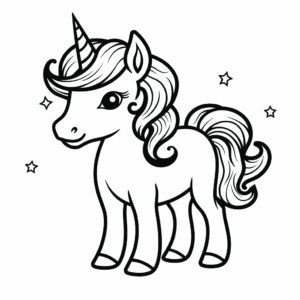 Dibujo de unicornio pequeño para colorear