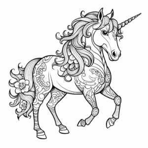 Dibujo de unicornio realista para adultos para colorear