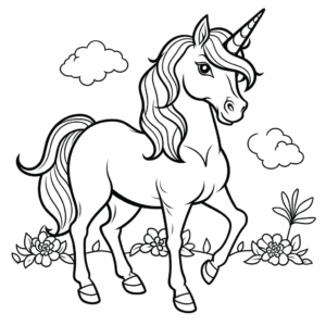 Dibujo de unicornio soberbio para colorear