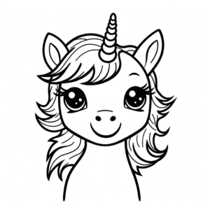 Dibujo de unicornio sonriente para colorear