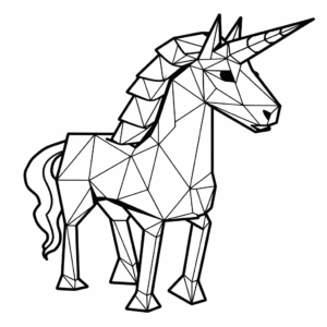 Dibujo de unicornios origami fun para colorear