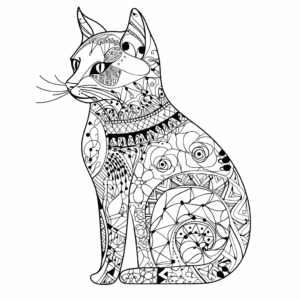 Dibujo de zentangle gato para colorear