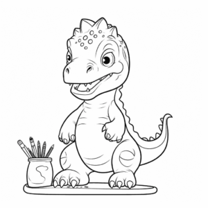 Dibujo de artista de dinosaurios para colorear