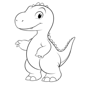 Dibujo de bonito y sencillo dinosaurio para colorear