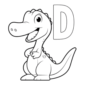 Dibujo de d de dinosaurio para colorear