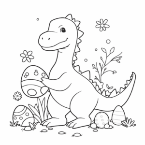 Dibujo de dinosaurio de pascua para colorear