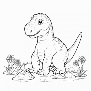 Dibujo de dinosaurio iguanodon pastando para colorear