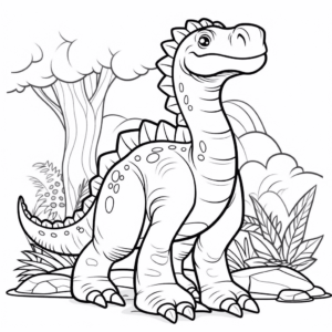 Dibujo de escena de dinosaurios para colorear