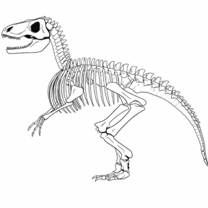 Dibujo de esqueleto de dinosaurio para colorear