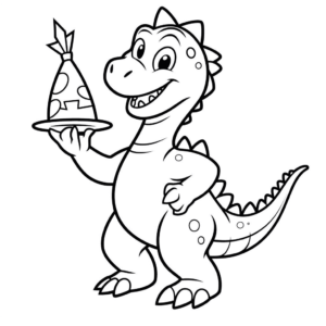 Dibujo de feliz cumpleaños dinosaurio para colorear