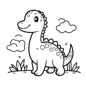 Dibujo de fiable dinosaurio diplodocus para colorear