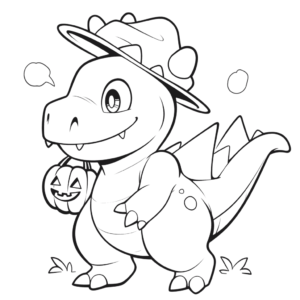 Dibujo de halloween dinosaurio para colorear