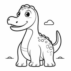 Dibujo de lindo dinosaurio brontosaurio para colorear