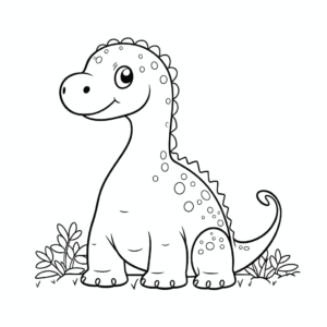 Dibujo de lindo dinosaurio para niños para colorear