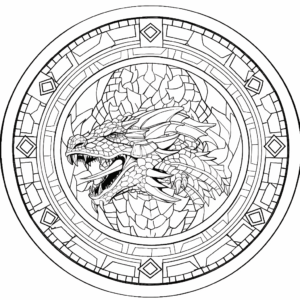 Dibujo de mandala de dinosaurios para colorear