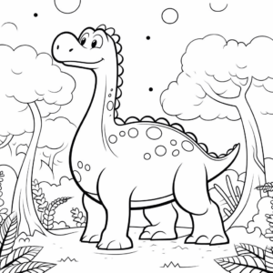 Dibujo de un dinosaurio genial para colorear