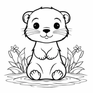 Dibujo de nutria linda para colorear